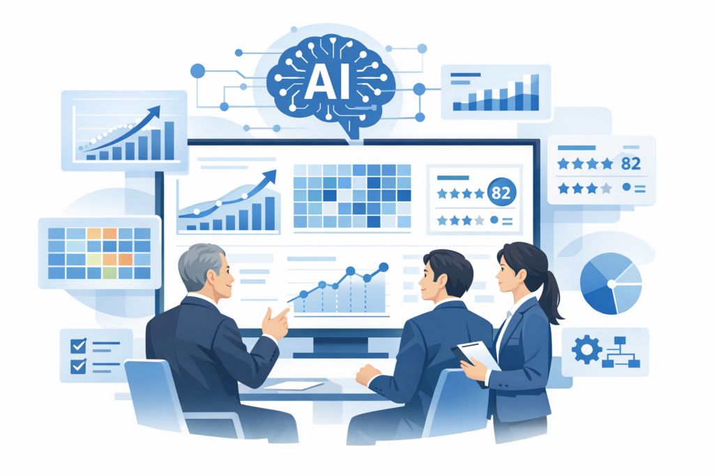 経営にAIを導入するメリットと実践ガイド：営業から管理までの具体策のメインビジュアル