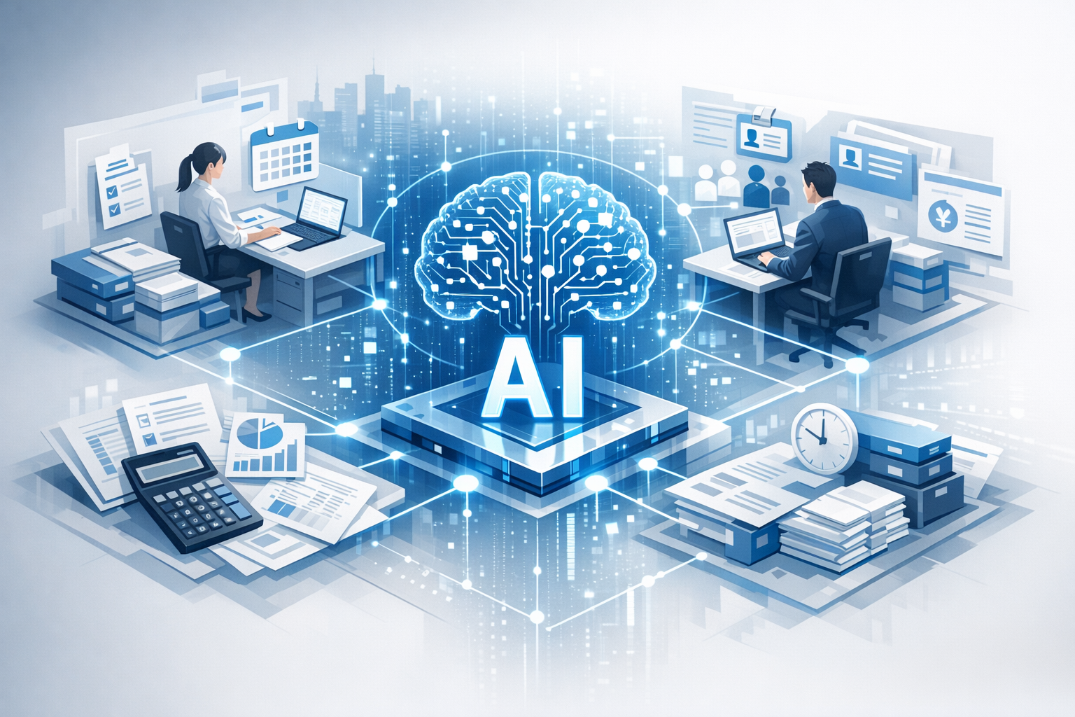 バックオフィスにAIを導入するメリットと実装手順：IT担当者が最短で成果を出す実務ガイドのアイキャッチ画像