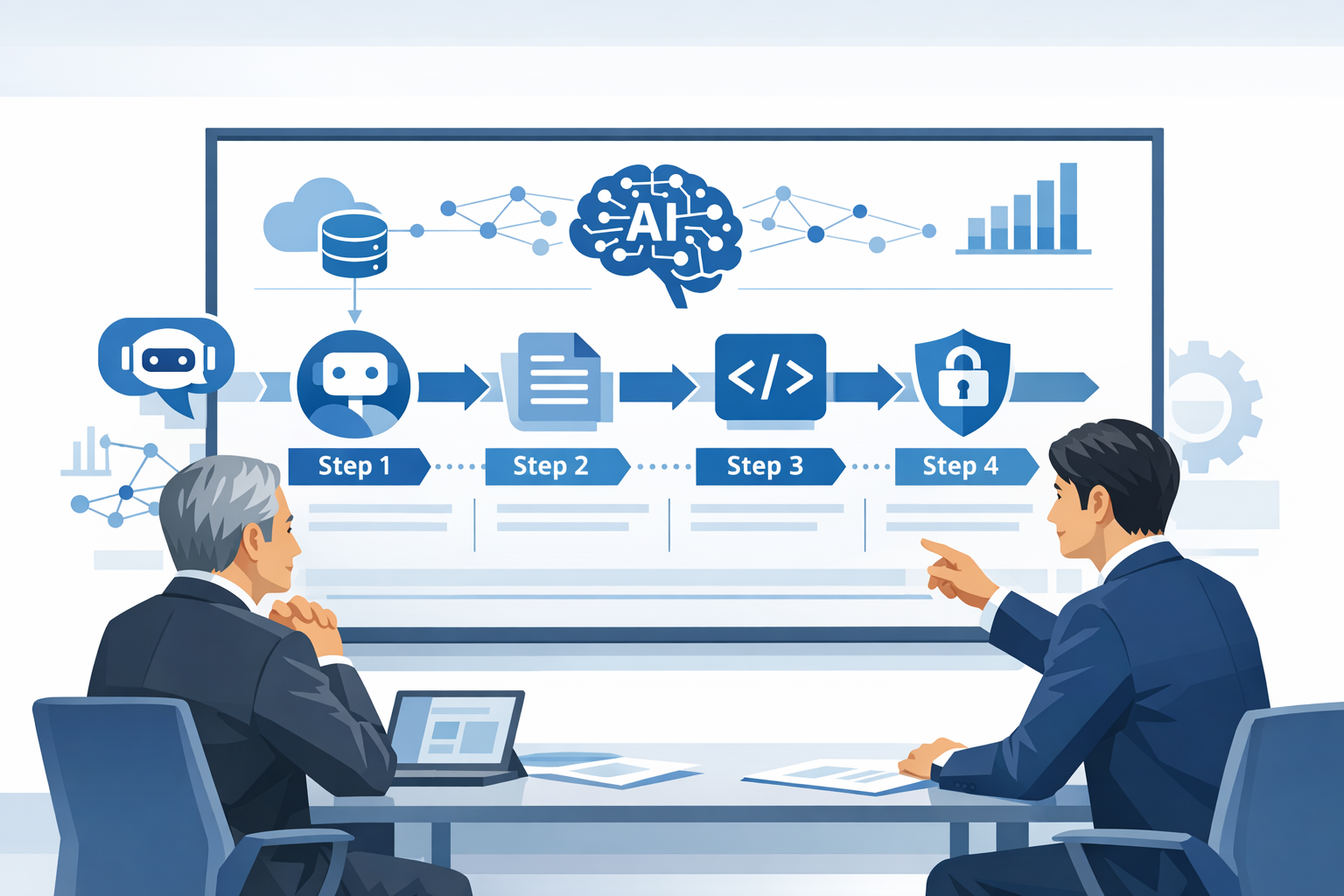 初心者でもできる 生成AI導入方法：経営者のための最新トレンド把握と実践ステップのメインビジュアル