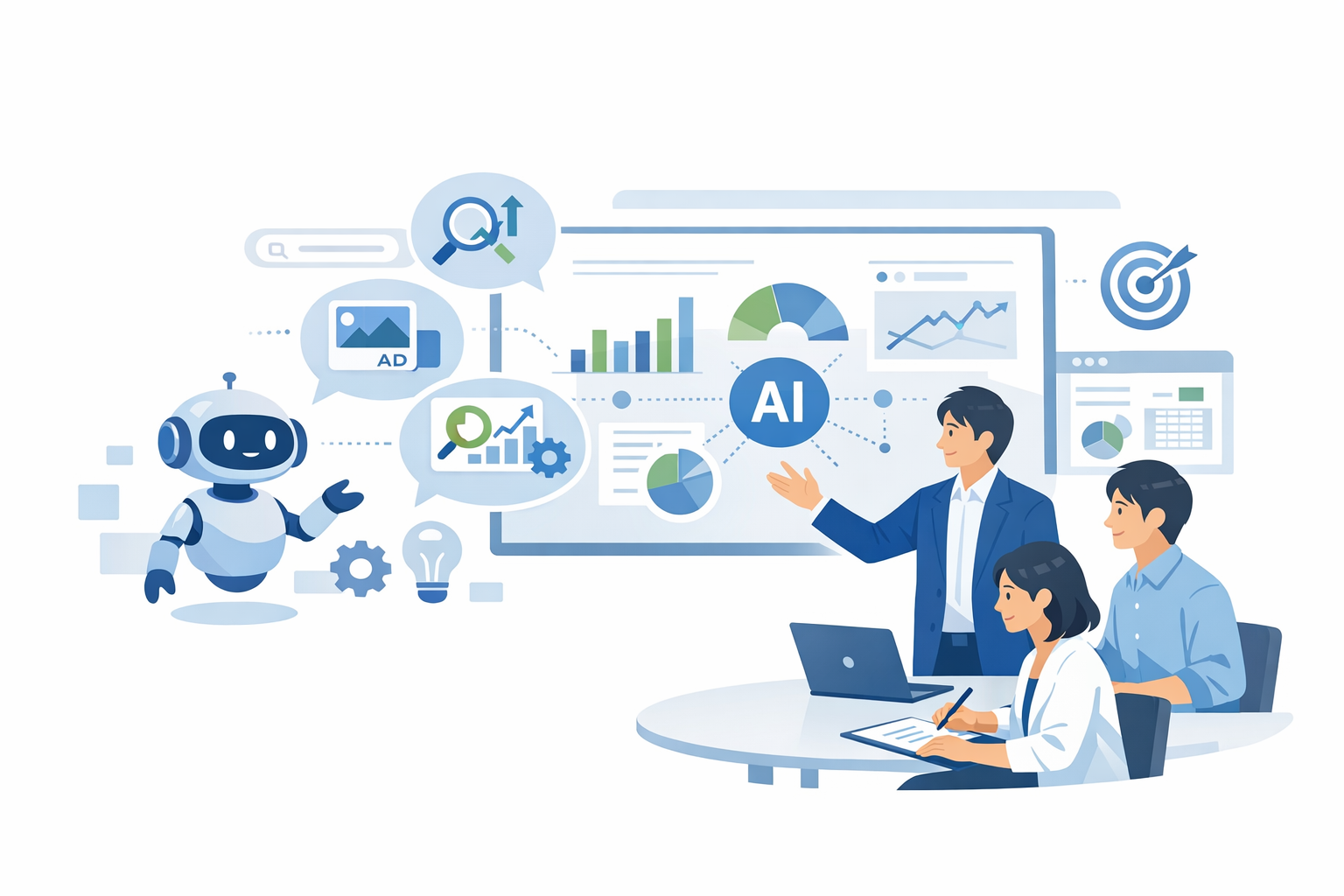 中小企業のためのマーケにAIを導入するメリットと最新トレンド活用ガイドのメインビジュアル