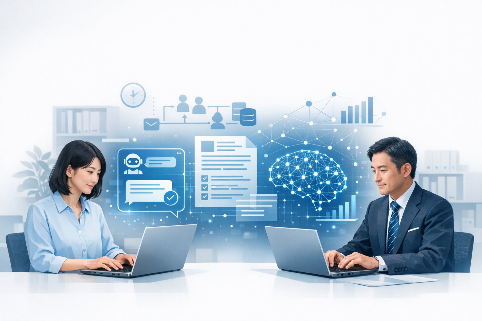 中小企業が労務で生成AIを使う方法｜ユースケース比較、導入手順、判断基準と注意点のメインビジュアル